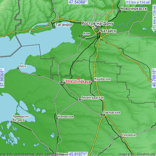 Topographic map of Shkurinskaya