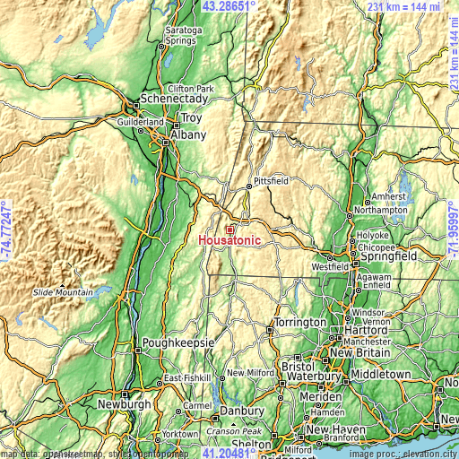 Topographic map of Housatonic