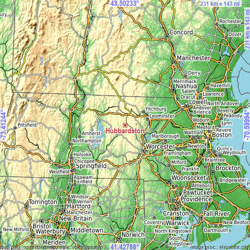 Topographic map of Hubbardston