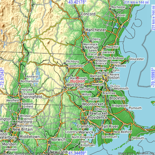 Topographic map of Hudson