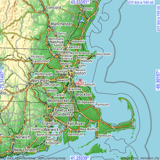 Topographic map of Hull