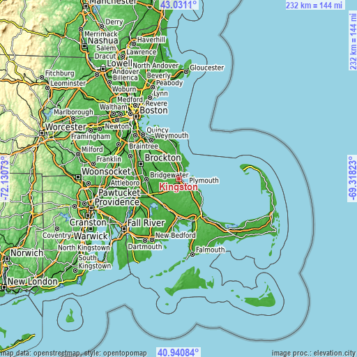 Topographic map of Kingston