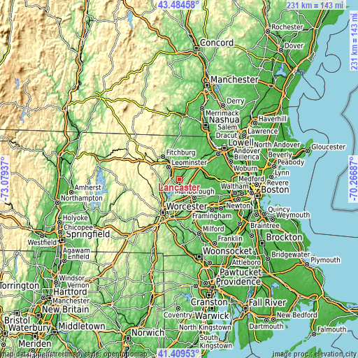 Topographic map of Lancaster