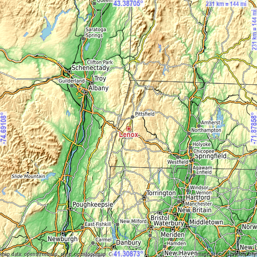 Topographic map of Lenox