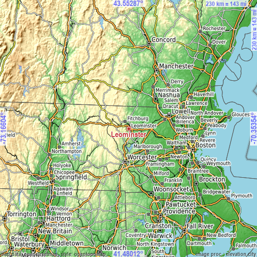 Topographic map of Leominster