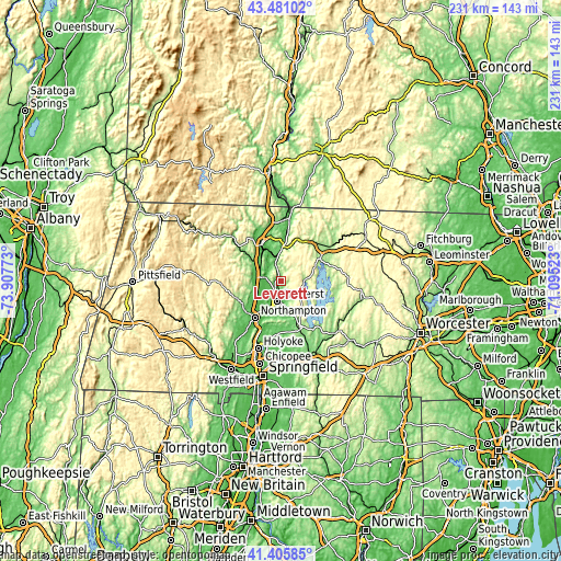 Topographic map of Leverett