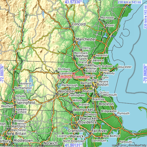 Topographic map of Littleton Common