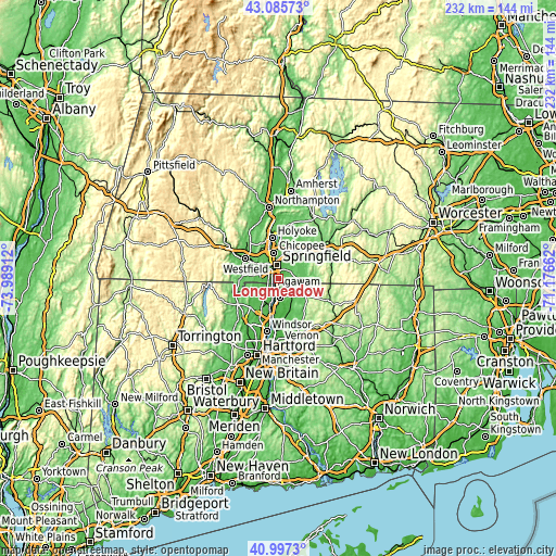 Topographic map of Longmeadow