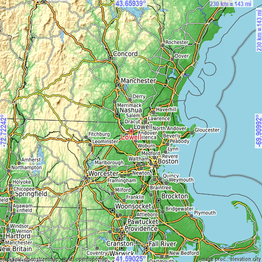 Topographic map of Lowell