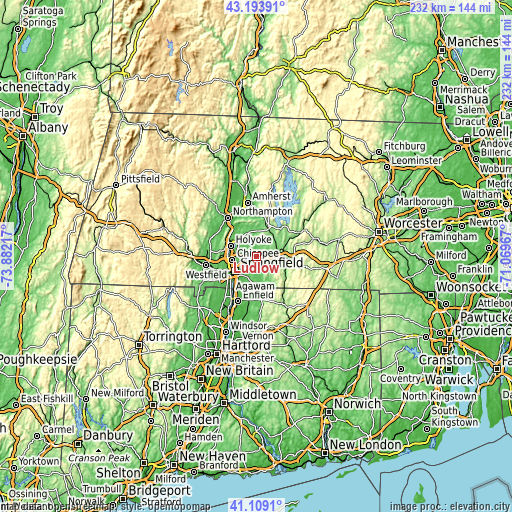 Topographic map of Ludlow