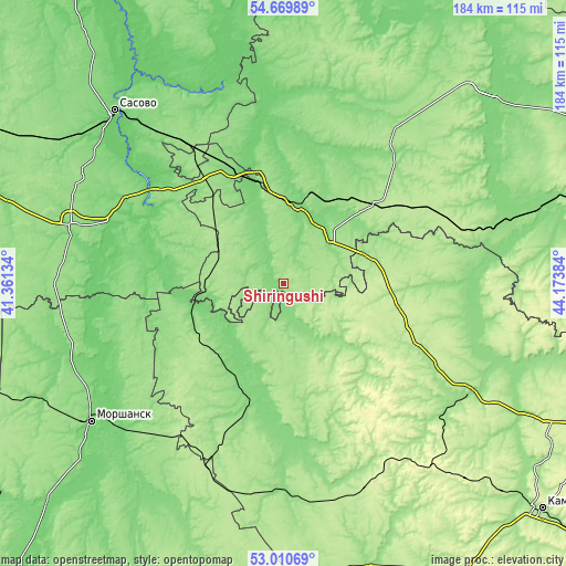 Topographic map of Shiringushi