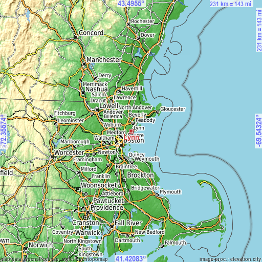 Topographic map of Lynn