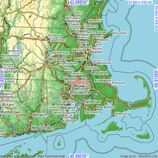 Topographic map of Mansfield