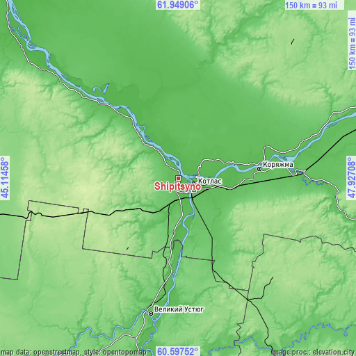 Topographic map of Shipitsyno