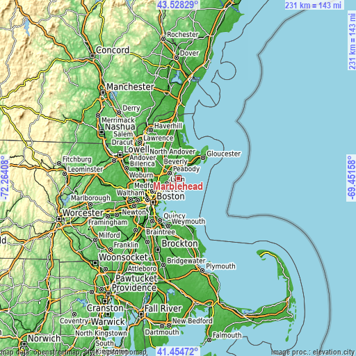 Topographic map of Marblehead