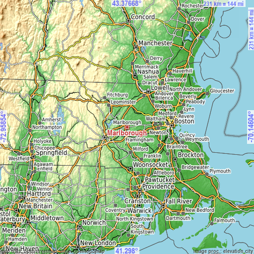 Topographic map of Marlborough