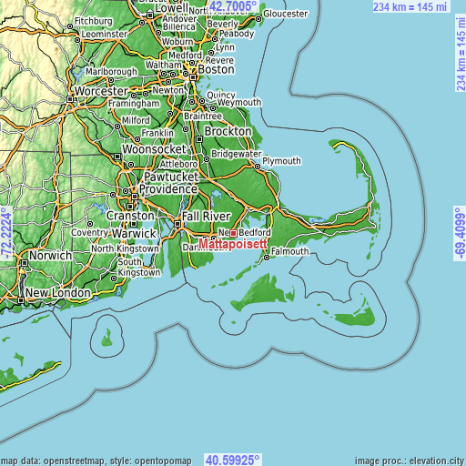 Topographic map of Mattapoisett