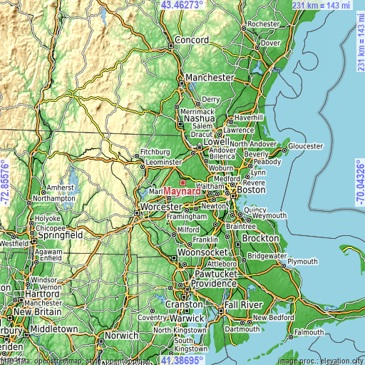 Topographic map of Maynard