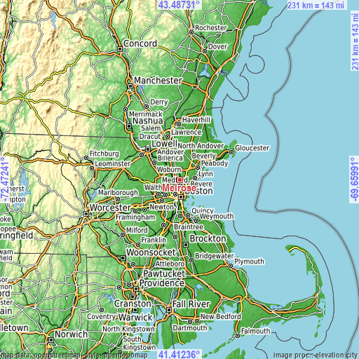 Topographic map of Melrose