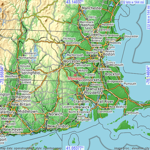 Topographic map of Mendon