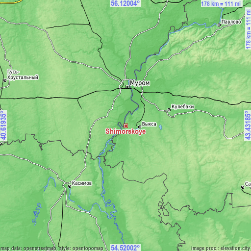 Topographic map of Shimorskoye