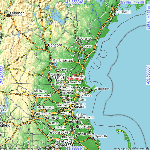 Topographic map of Merrimac