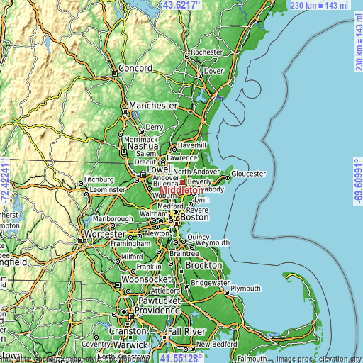 Topographic map of Middleton