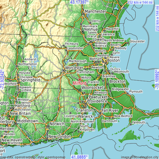 Topographic map of Milford