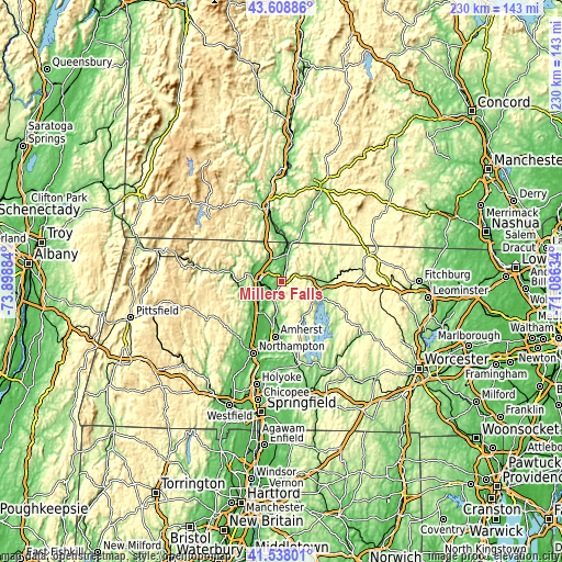 Topographic map of Millers Falls