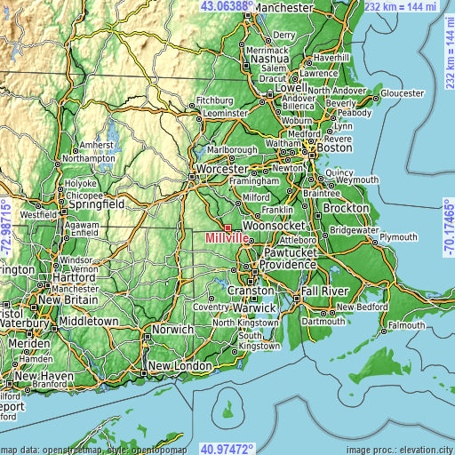 Topographic map of Millville