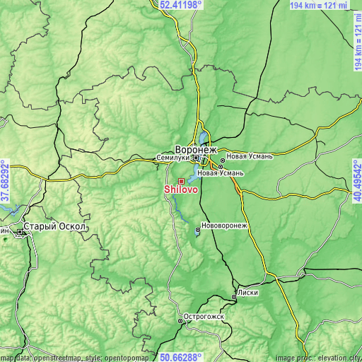 Topographic map of Shilovo