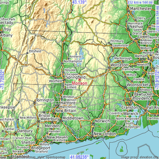 Topographic map of Monson