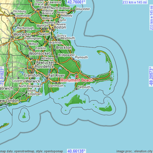 Topographic map of Monument Beach