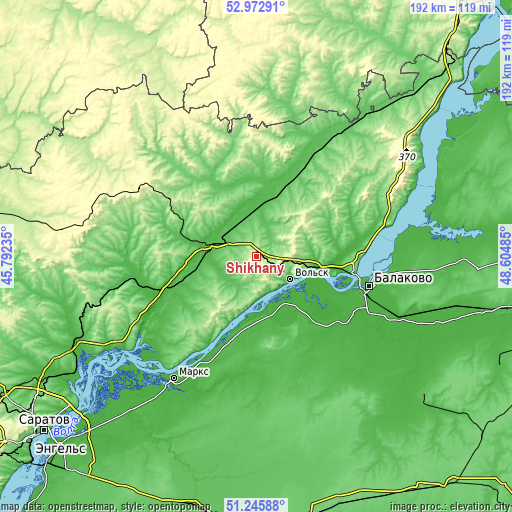 Topographic map of Shikhany