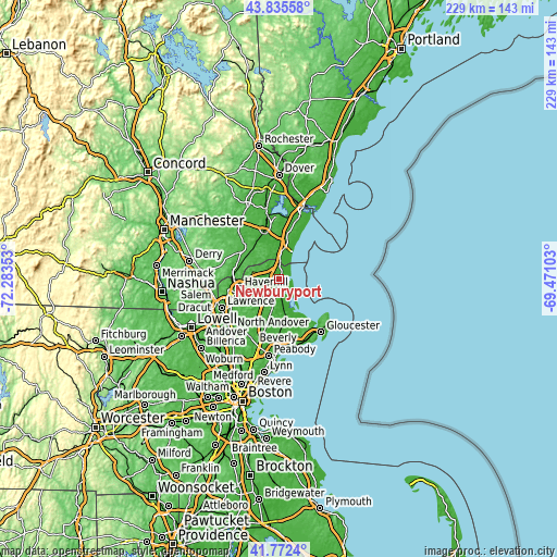 Topographic map of Newburyport