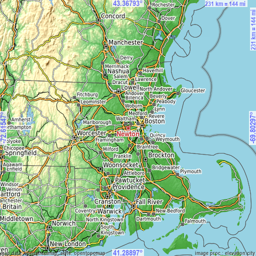 Topographic map of Newton