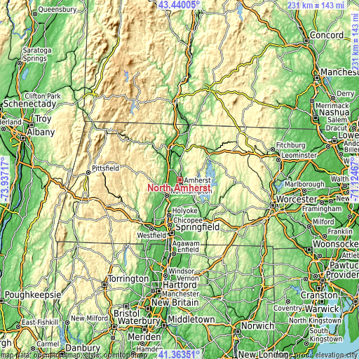 Topographic map of North Amherst