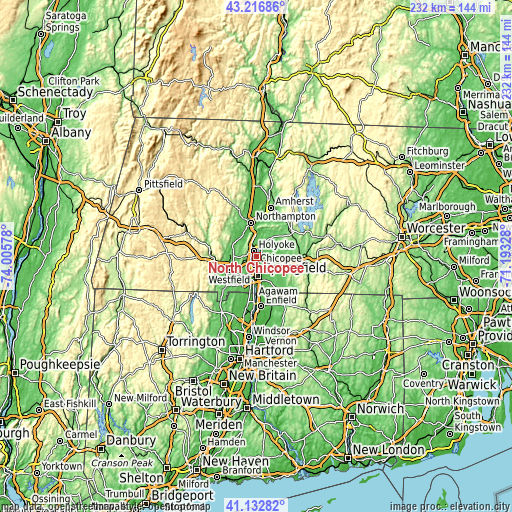 Topographic map of North Chicopee
