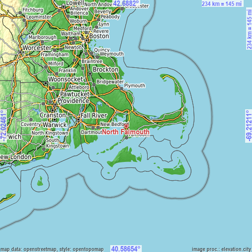 Topographic map of North Falmouth