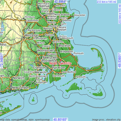 Topographic map of North Lakeville