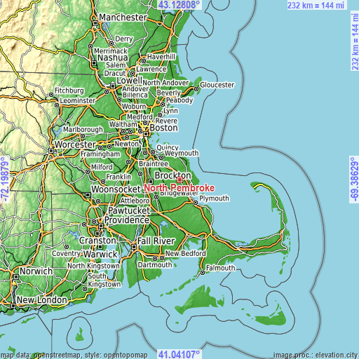 Topographic map of North Pembroke