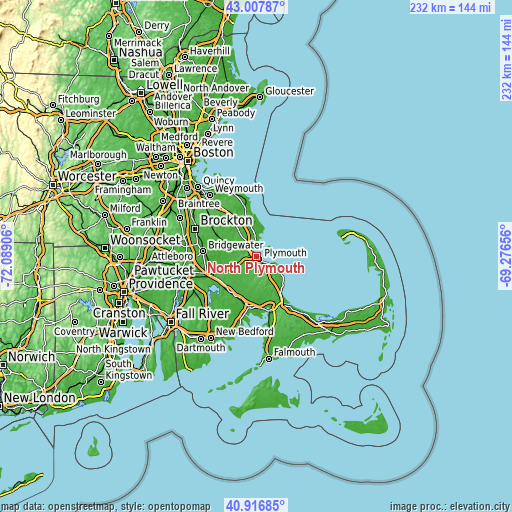 Topographic map of North Plymouth