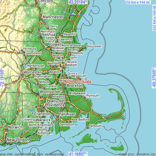 Topographic map of North Scituate