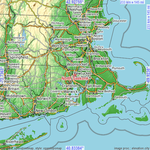 Topographic map of North Seekonk