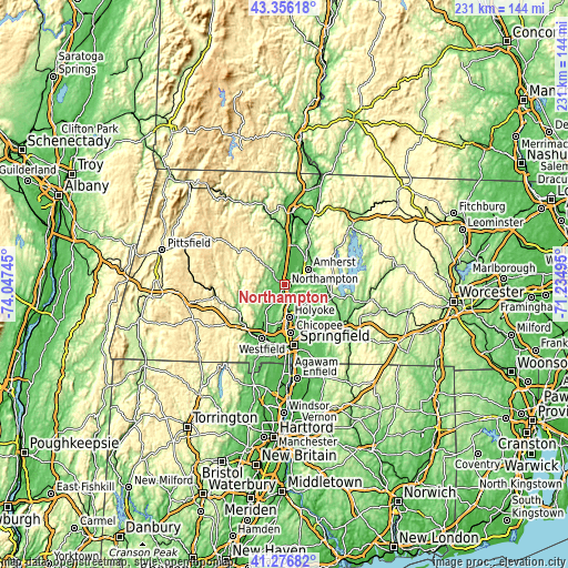 Topographic map of Northampton