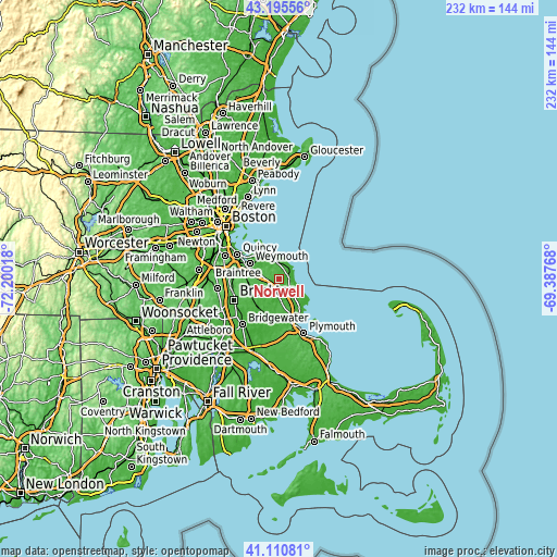 Topographic map of Norwell