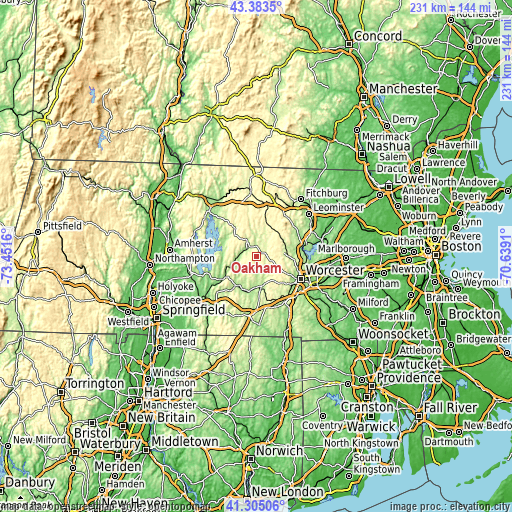 Topographic map of Oakham