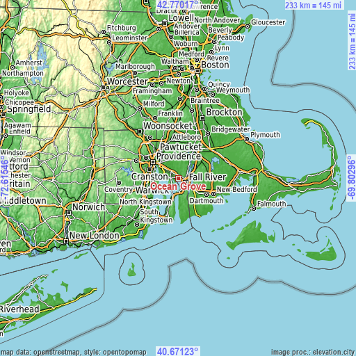 Topographic map of Ocean Grove