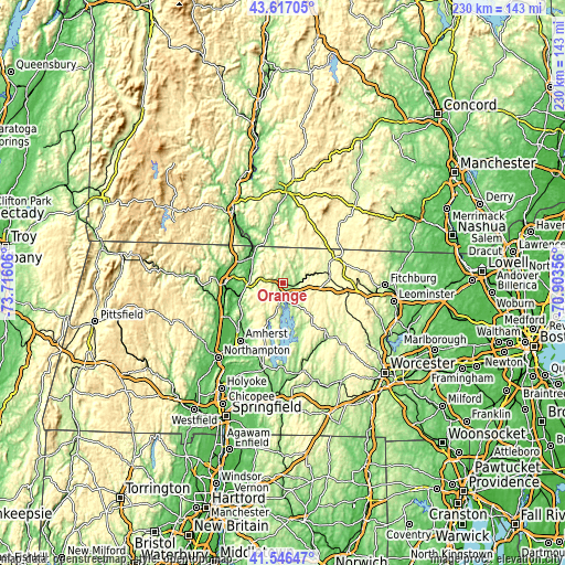 Topographic map of Orange