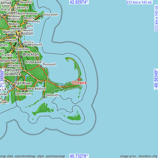 Topographic map of Orleans